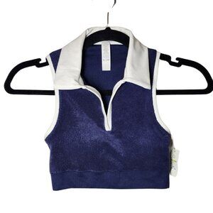 Offline by Aerie Navy Blue Polo Sleeveless Crop Top, XS, New With Tags